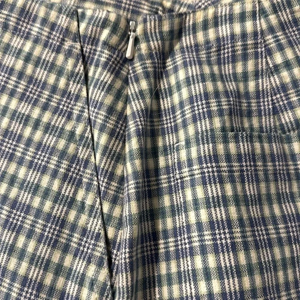 Women Boston Proper Blue Plaid Tie Top Cotton & Linen Skirt Size 8